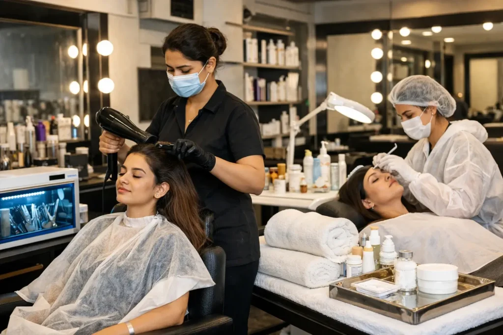 Hygiene & Safety Standards in Top Beauty Salons in Faridabad